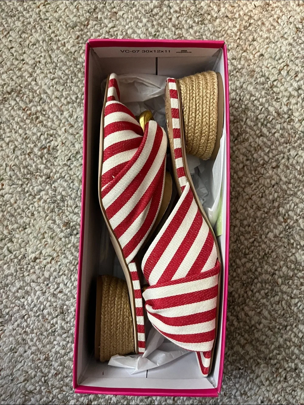 Vince Camuto Red & White Striped Slide Sandals